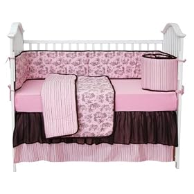 Tadpoles Toile Crib Set in Pink and Brown