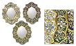 Painted glass mirrors, 'Midday and Midnight' (set of 3)