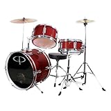 GP Percussion GP50WR Complete Junior Drum Set (Wine Red, 3-Piece Set)