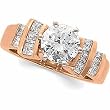 14K Rose Gold Diamond Engagement Ring Semimount - CENTER STONE NOT INCLUDED - 0.70 Ct.