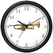 Trumpet or Cornet Musical Instrument - Music Theme Wall Clock by WatchBuddy Timepieces (Slate Blue Frame)