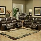 Sonoma Leather Recliner Sofa and Loveseat Set in Coffee Configuration: No Entertainment Console Included