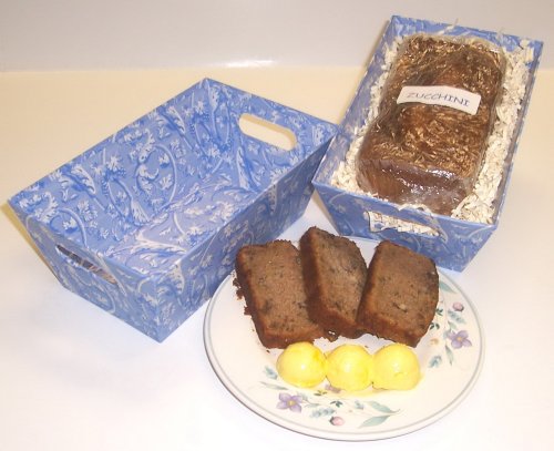 Scott's Cakes Zucchini Bread in a Blue Victorian Tray by Scott's Cakes
