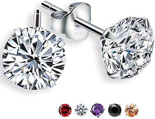 Freeman Jewels Platinum-Plated Sterling Silver Round Cubic Zirconia Stud Earrings 2 cttw(Purple)