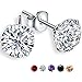 Freeman Jewels Platinum-Plated Sterling Silver Round Cubic Zirconia Stud Earrings 2 cttw