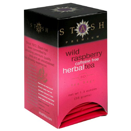 Stash Premium Wild Raspberry Herbal Tea, Tea Bags, 20-Count Boxes (Pack of 6)