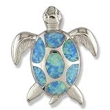 Synthetic Opal Sterling Silver Turtle Pendant