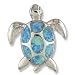 Synthetic Opal Sterling Silver Turtle Pendant