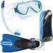 Cressi Palau Short Fin Snorkeling Set with Bag - Blue S/M (5-7)