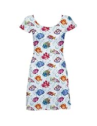 Tropical Print Polyester/Spandex Stretchy Short Sleeves Skater Dress 