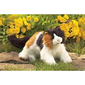 Plush Calico Cat Puppet 20 by 