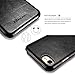 iPhone 7 Leather Case, Icarercase Genuine Vintage Leather Flip Folio Opening Cover in Curved Edge Design, Side Open Case with Hidden Magnetic Snap for Apple iPhone 7 (Black)