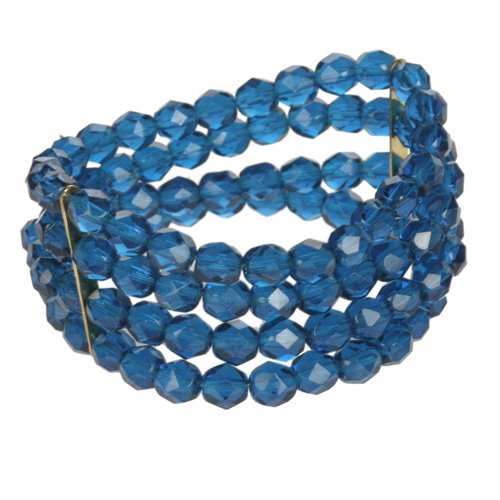 Czech Crystal and Metal Aqua Bracelet 4 Strand Crystal Clear Fair Trade Gifts