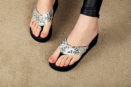 LivLo Women Lady Shiny Sequain Wedge Flatform Flip-Flops Shoe Slipper Beach Sandals