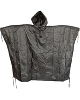Men's US Waterproof Ripstop Hooded Nylon Festival Poncho in Black