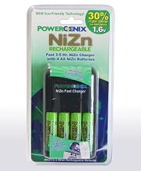PowerGenix ZR-PGX5HRAA-4B, 3-5-Hour Fast Charger with 4 AA 1.6v High Voltage Rechargeable Batteries (Green)
