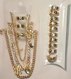 Set of Tree Gold Plated Sparkling Anklet Chain and One Dozen Toe Rings to Wear At Yankees By New Brides and Teens