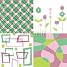 Wallmonkeys Peel and Stick Wall Decals - Retro Dusky Pink and Green Pattern Quads - Removable Graphic