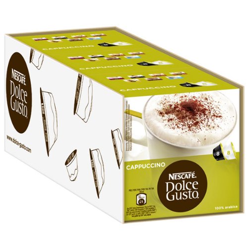 Nescafé Dolce Gusto Cappuccino, 3er Pack (24 Kaffeekapseln + 24 Milchkapseln)