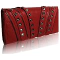 Womens Red Designer Studded Wallet Purse