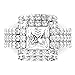 Metal Factory Sz 7 Sterling Silver 3Pcs 925 CZ Cubic Zirconia Engagement Wedding Band Ring Set