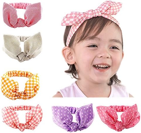 Kingyee Kids Set of 6pcs Elastic Headbands and Bows Cute Infant Baby Girls Hairband (Mixed Colors)