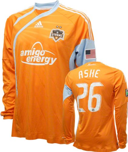 Corey Ashe Game Used Jersey: Houston Dynamo #26 Long Sleeve Home Jersey