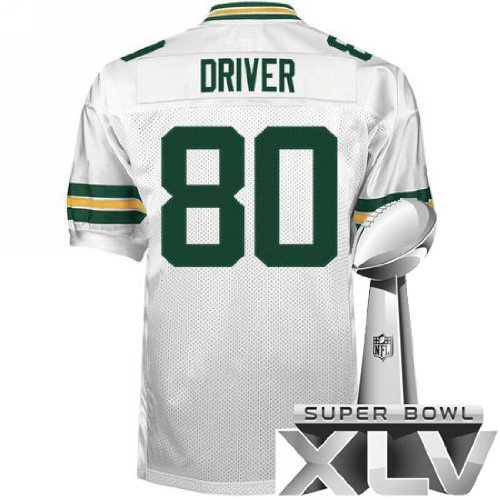 Green Bay Packers 80 Donald Driver White Super Bowl NFL Jerseys Authentic Football Jersey Size 48-56 (Please Select the Size When You Order, Can Do Drop Shipping)