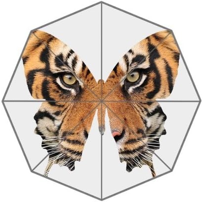 Butterfly Pattern Tiger Print White Stylish Unique Personalized Custom Foldable Umbrella