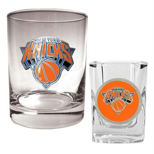 NBA New York Knicks Rocks Glass & Square Shot Glass Set - Primary Logo
