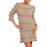 Mocha Taupe Open Knit One Size Sweater Tunic Dress