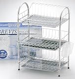 ブレビス 18-8ステンレス製 3段式 水切りバスケット H-6990