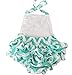 Wave Cotton Floral Ruffles Baby Girl Rompers Dress With Headband (6-12 Month,Green)