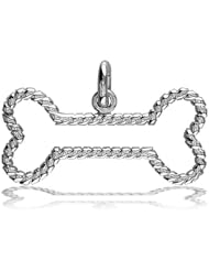 Rope Dog Bone Charm in Sterling Silver