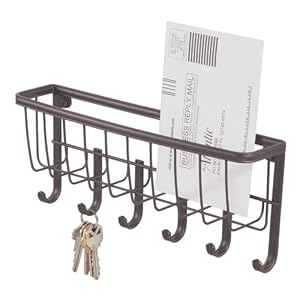 InterDesign York Lyra Wall Mount Mail and Key Rack Bronze