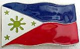Philippines Flag Chrome/Enamel Belt Buckle Filipino