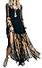 R.Vivimos Women Chiffon Flower Printing Split Asymmetrical Long Dresses Medium