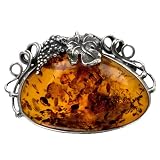 Baltic Amber Sterling Silver Grapes Brooch