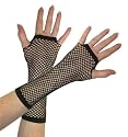 Long Fishnet Fingerless Gloves - Black