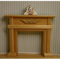 Oak Fireplace Mantle Dollhouse Miniature