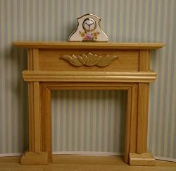 Oak Fireplace Mantle Dollhouse Miniature