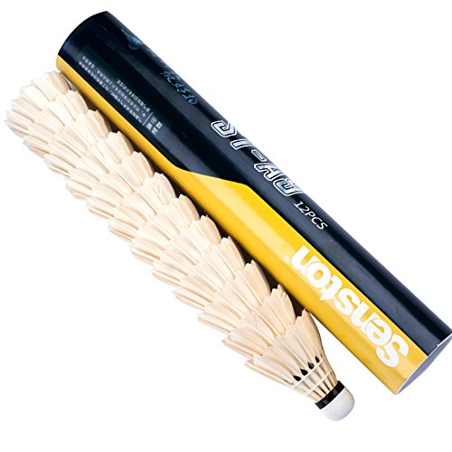 Senston A9 12x Exercise Sport Shuttlecocks White Goose Feather High stability badminton Shuttlecocks (Dozen)