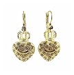 Earrings - E10 - Designer Inspired "Crown" Heart - Gold Tone Metal