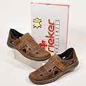 Sommerlicher Halbschuh, Sneaker, Slipper von Rieker, Modell Stan, Leder, braun. Markenschuhe, Schuhe