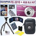 Olympus FE-3010 12MP Digital Camera (Magenta) + 4GB Deluxe Accessory Kit