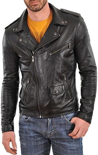 Leather Lovers Men's Lambskin Leather Motorcycle Biker Jacket Small Black