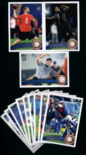 2011 Topps Chicago Bears Complete Team Set of 12 cards including Urlacher, Peppers, Cutler, Hester, Paea RC, Enderle RC, Carimi RC, and more!