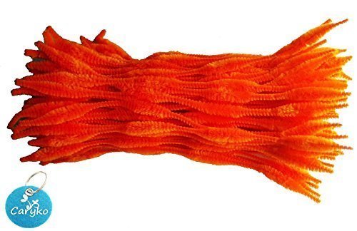 Caryko Fuzzy Bump Chenille Stems Pipe Cleaners, Pack of 100 (Orange)