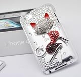 Smile Case 3D Fox Crystalized Rhinestone Bling Full Cover Case for iPod Touch iTouch 4th Generation Made with Crystal (it4-3D Fox Clear)