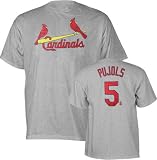 Men`s St. Louis Cardinals #5 Albert Pujols `Name and Number` S/S Grey Tee